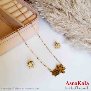 نیمست استیل دخترانه شنی طرح  برف رنگ طلایی کد NIM14239W