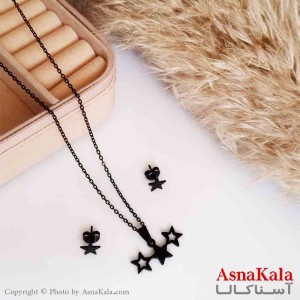 نیمست استیل دخترانه شنی طرح سه ستاره شیک  رنگ مشکی کد NIM14265W