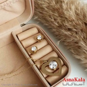 نیمست استیل دخترانه طرح قلب نگیندار رنگ طلایی کد NIM14268W