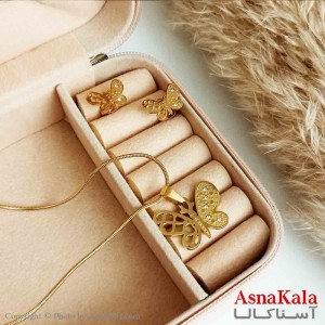 نیمست استیل دخترانه طرح پروانه منیمال  رنگ طلایی کد NIM14280W