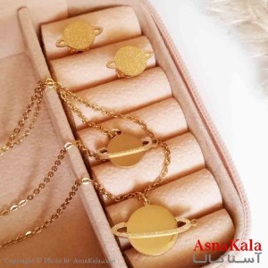 نیمست استیل دخترانه شنی طرح دولاین زحل رنگ طلایی کد NIM14292W