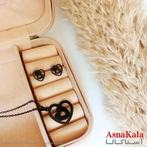 نیمست استیل دخترانه طرح قلب در قلب رنگ مشکی کد NIM14314W