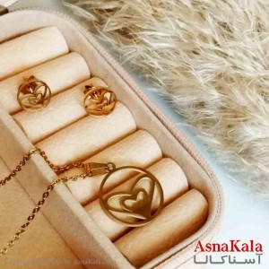 نیمست استیل دخترانه طرح  دوقلب توخالی رنگ طلایی کد NIM14333W