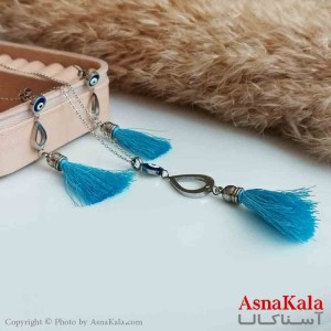 نیم ست زنانه طرح چشم نظر با نخ آبی کد NIM14351W