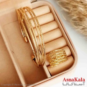 نیمست استیل دخترانه طرح 5لاین رنگ طلایی کد NIM14372W
