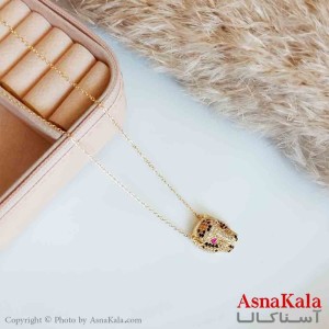 گردنبند دخترانه زیرکن طلایی ببر نگین دار کد GNB16588W
