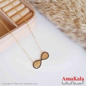 گردنبند دخترانه زیرکن طلایی بی نهایت نگین دار کد GNB16590W