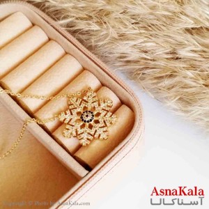گردنبند دخترانه زیرکن طلایی دانه برف نگین دار کد GNB16591W