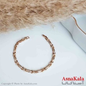 بدلیجات دستبند ژوپینگ اورجینال طلایی زنانه ضربدری نگیندار کد DSB18341W