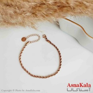 دستبند طنابی زنانه استیل طلایی کد DSB18358W