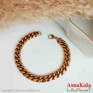 دستبند کارتیر مردانه طلایی براق 10 میل 21 سانتی متر کد DSB18377W