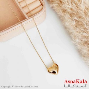 گردنبند قلب زنانه استیل طلایی محصول کره کد GNB16610W