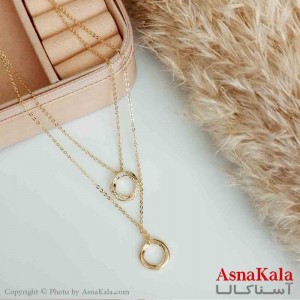 گردنبند دولاین زنانه استیل طلایی محصول کره کد GNB16613W