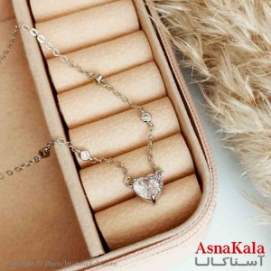 گردنبند قلب نگیندار زنانه استیل نقره ای محصول کره کد GNB16615W