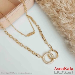 گردنبند دولاین زنانه استیل طلایی محصول کره کد GNB16616W