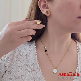 سرویس زنانه شامل گردنبند،گوشواره مدل دایره  رنگ طلایی کد NIM14476W
