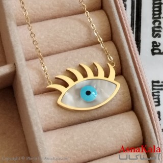 گردنبند چشم نظر طلایی دخترانه استیل کد GNB162259W