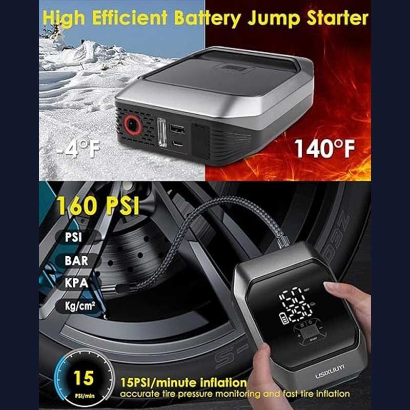 جامپ‌استارتر، کمپرسورباد و پاوربانک 8000 فوق انرژی خودرو بیسوس Baseus super energy 2-in-1 jump starter 1000A BS-CH003 CGCN000001