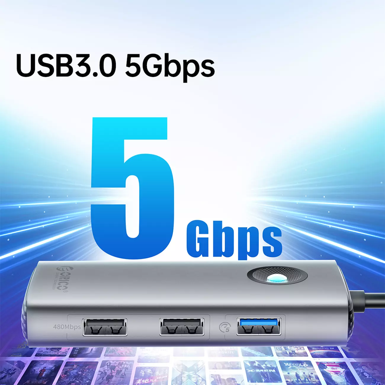 هاب تایپ سی 5 پورت اوریکو ORICO 5SXRJ Type-C five-in-one multifunctional dock