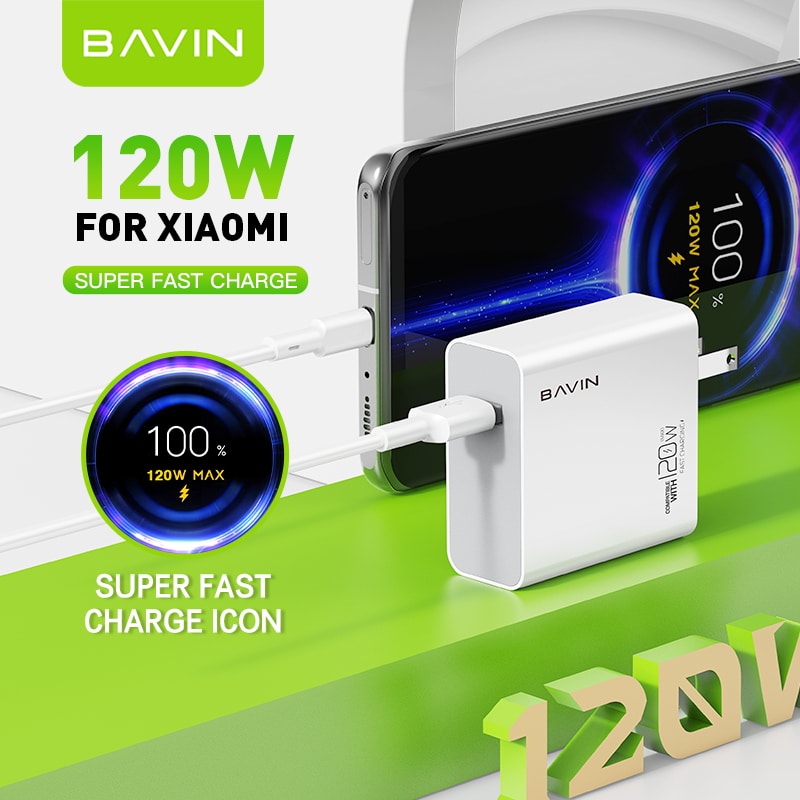 شارژر دیواری باوین Bavin PC953Y Fast Charging توان 120 وات