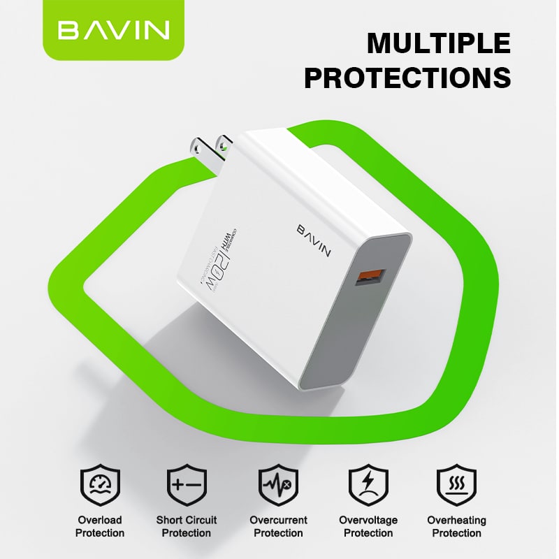 شارژر دیواری باوین Bavin PC953Y Fast Charging توان 120 وات