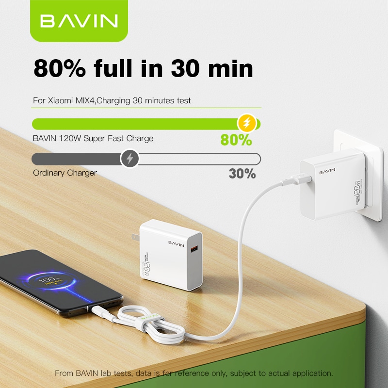 شارژر دیواری باوین Bavin PC953Y Fast Charging توان 120 وات