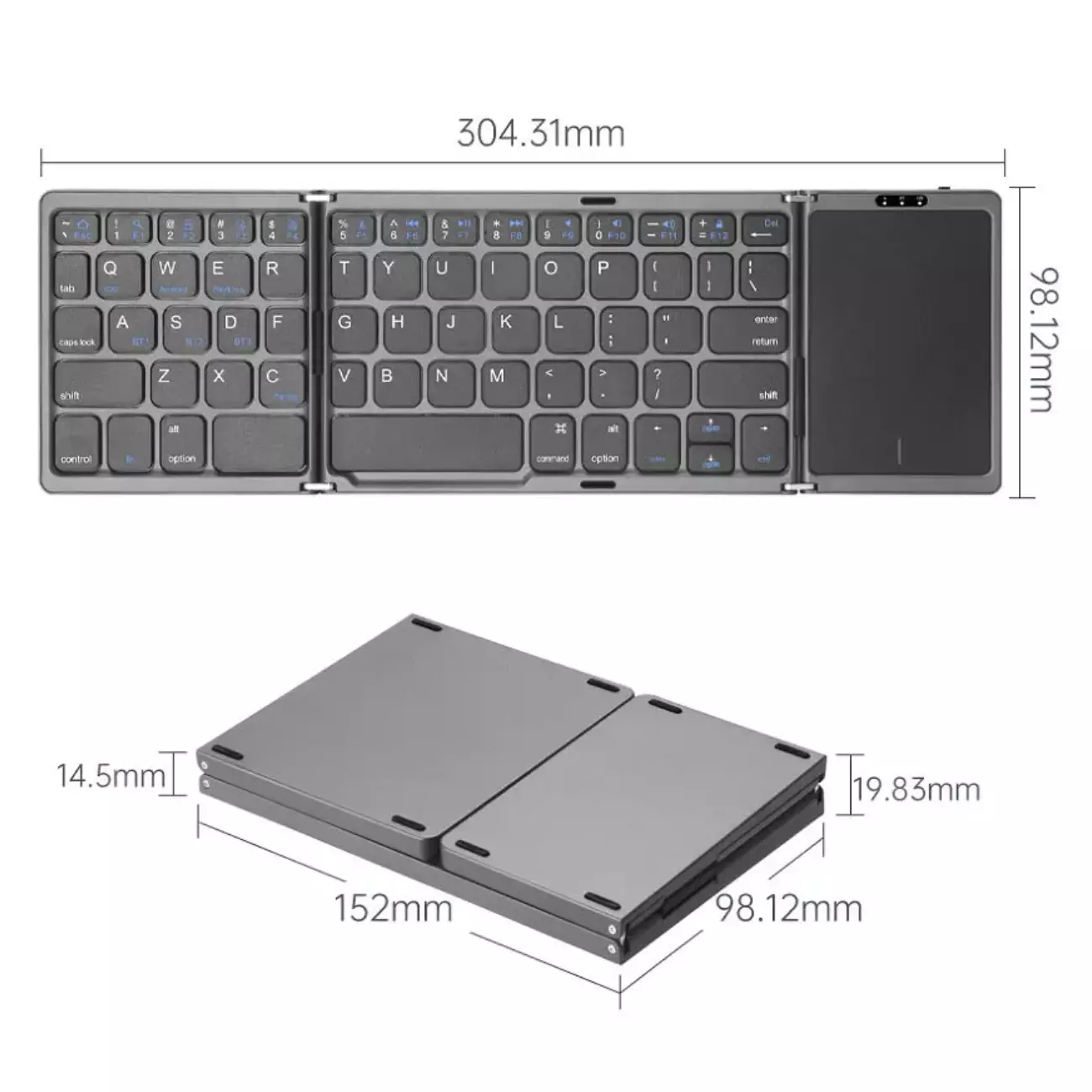 کیبورد بلوتوث تاشو با تاچ پد Foldable Bluetooth Keyboard With Touch Pad B033