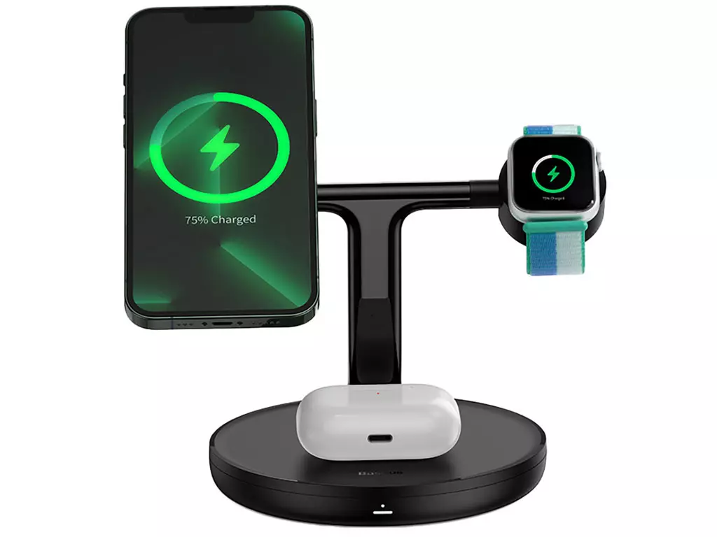 شارژر وایرلس مگنتی 3 کاره مکس کو Maxco Geometry 3in1 Wireless Charger MW11