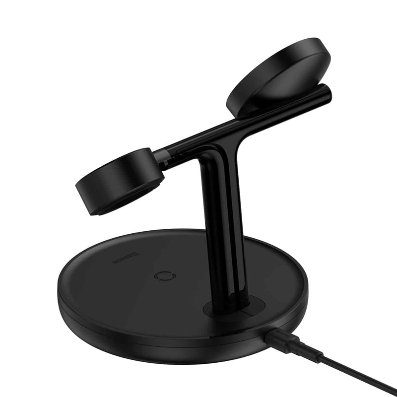 شارژر بی‌سیم مگنتی و پایه نگهدارنده موبایل 3 در 1 بیسوس Baseus Wireless Charger Holder Swan 20W WXTE000101