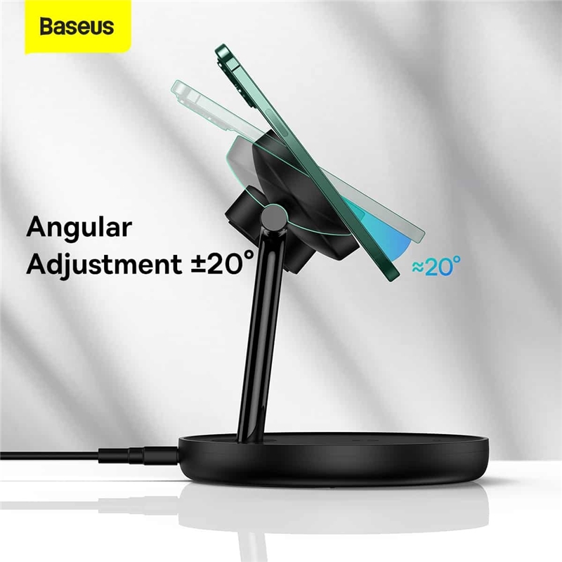 شارژر بی‌سیم مگنتی و پایه نگهدارنده موبایل 3 در 1 بیسوس Baseus Wireless Charger Holder Swan 20W WXTE000101