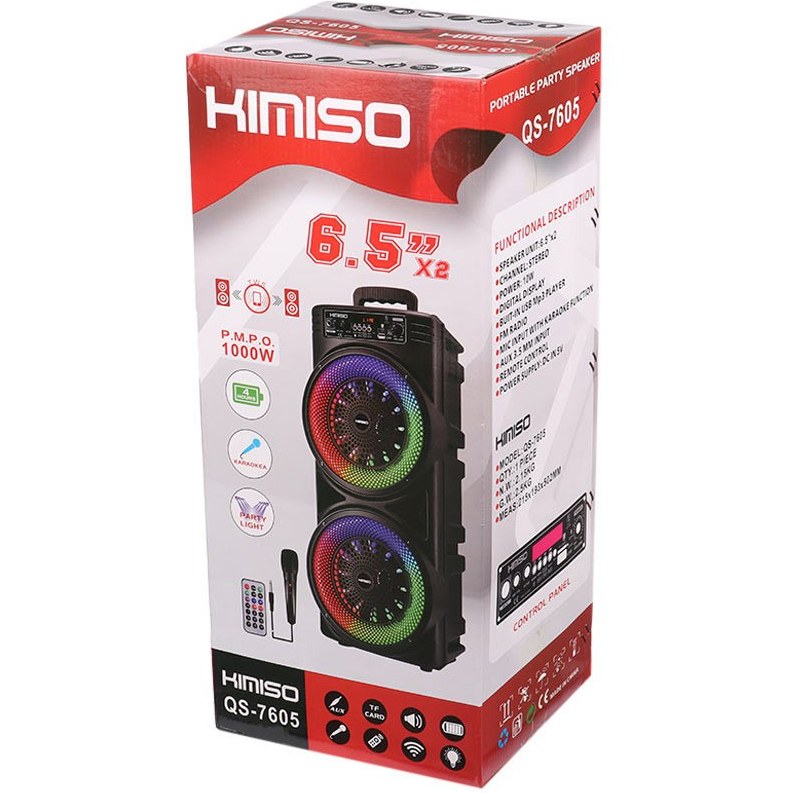 اسپیکر چمدانی بلوتوثی رم و فلش خور Kimiso QS-82 + میکروفون و ریموت کنترل