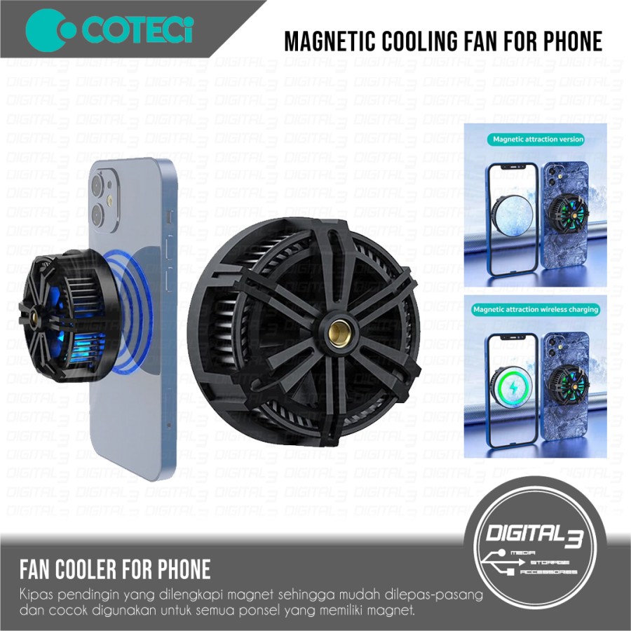 فن خنک کننده مگنتی موبایل کوتسی Coteci Magnetic Cooling Fan SD-45 51008