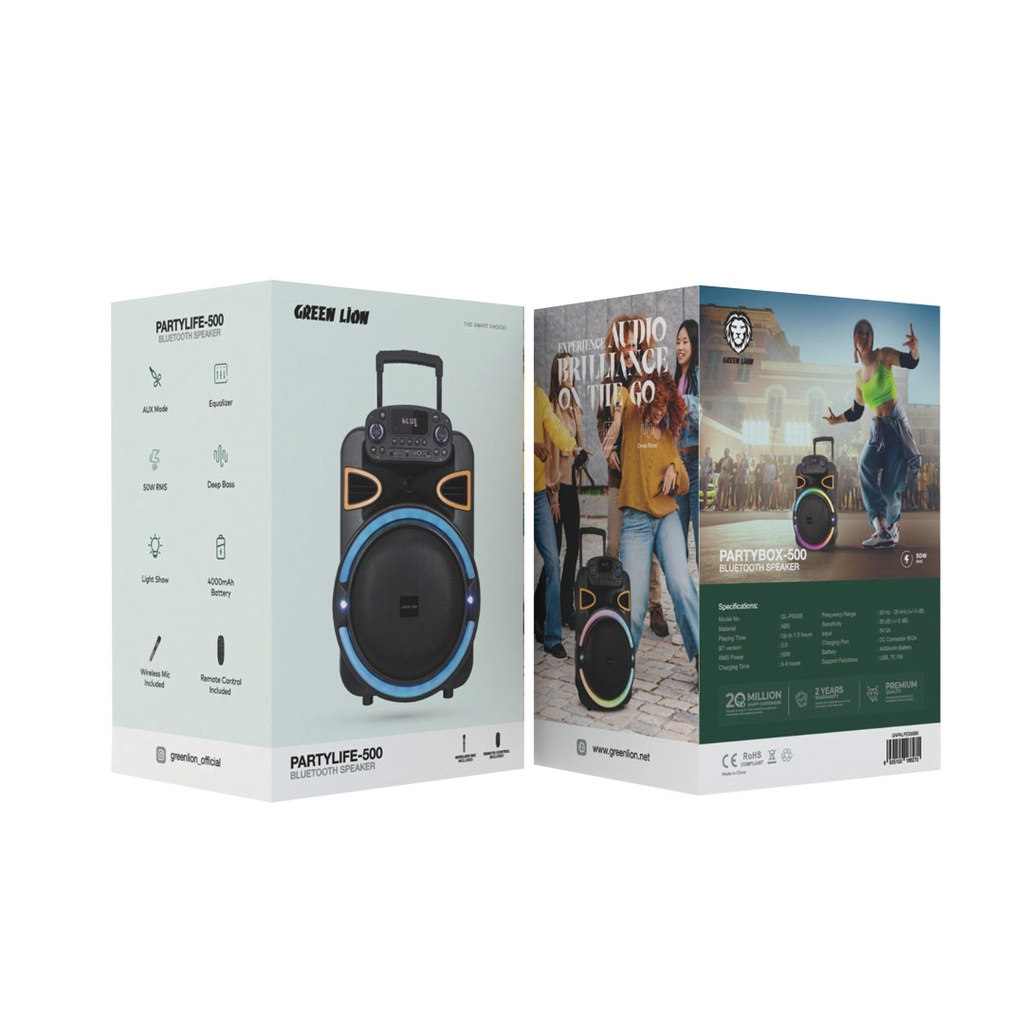 اسپیکر پارتی لایف 50 وات گرین لاین Green LionGreen Lion PartyLife 500 Bluetooth Speaker GL-PS50B