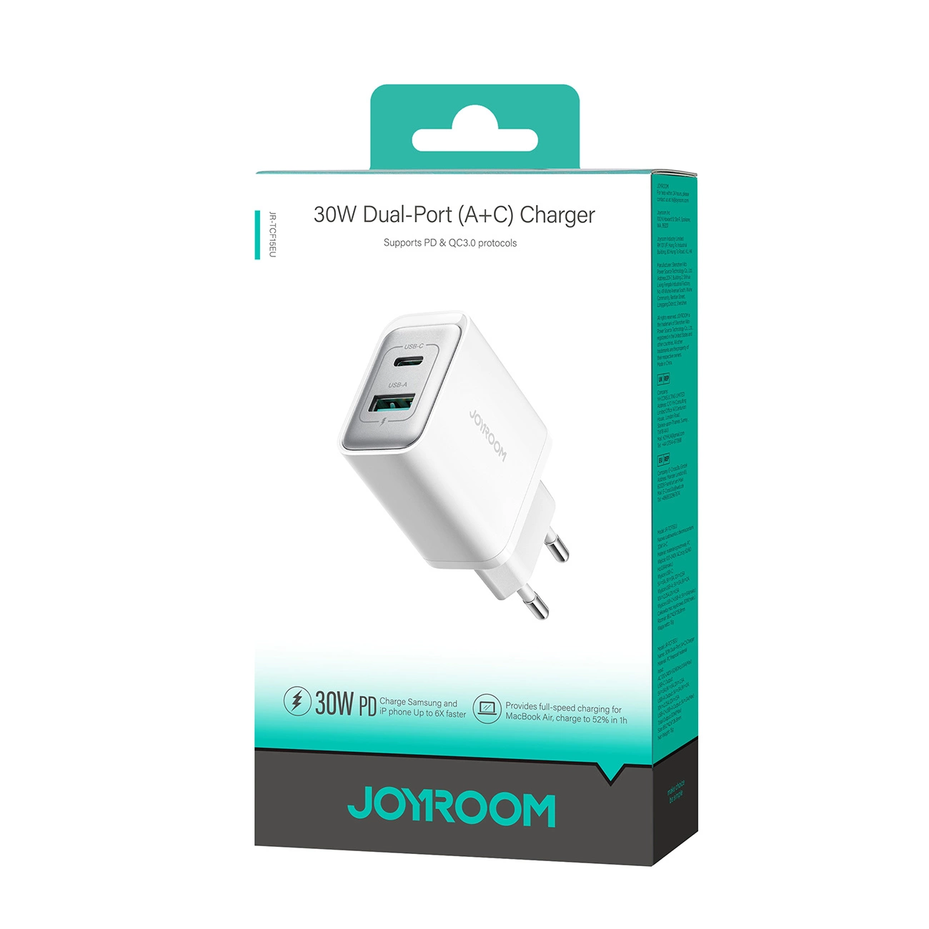 آداپتور شارژ 30 وات دو پورت جویروم JOYROOM JR-TCF15 30W charger