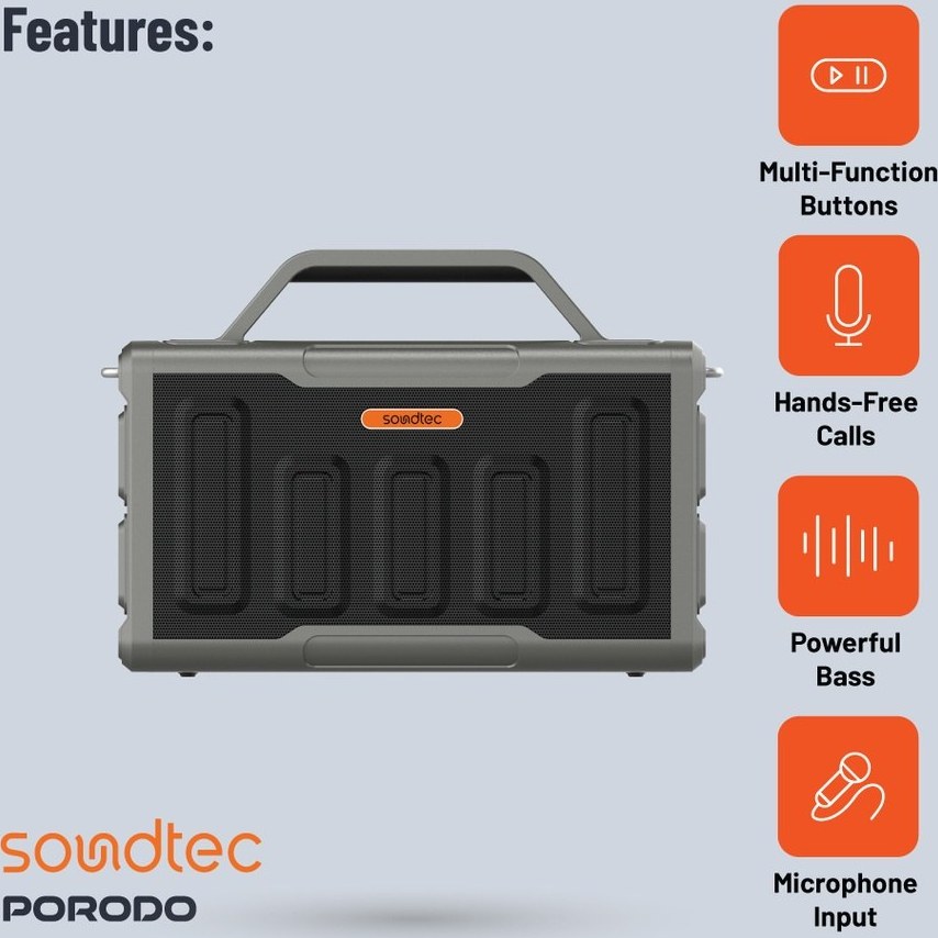 اسپیکر بلوتوثی قابل حمل پرودو مدل Soundtec PD-STPS100-BK