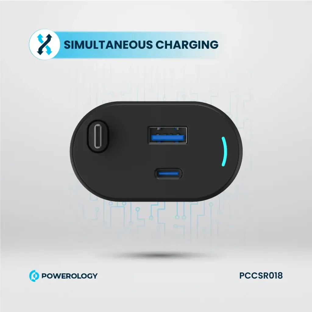 شارژرفندکی 70 وات با کابل پاورولوژی Powerology Car Charger 70W PCCSR018