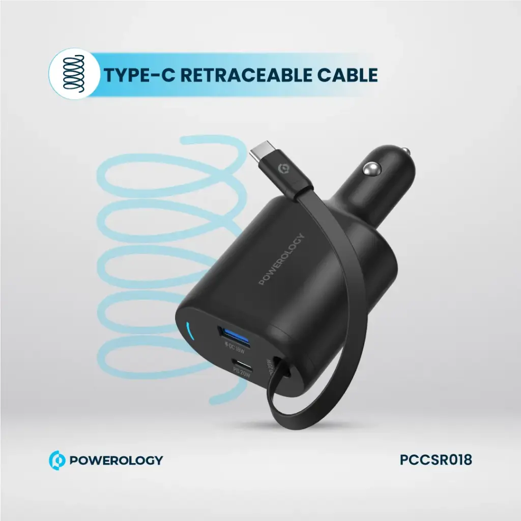 شارژرفندکی 70 وات با کابل پاورولوژی Powerology Car Charger 70W PCCSR018