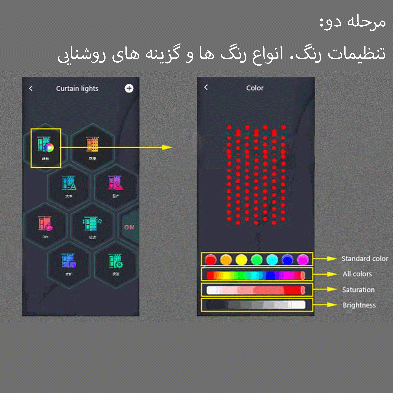 لامپ ریسه‌ای ال‌ای‌دی بلوتوثی 2 متری CCSLKIT-BTRGB-LEDCURTAIN