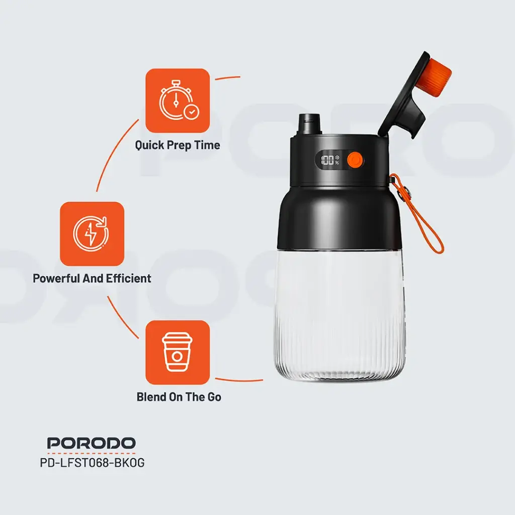 مخلوط کن قابل حمل پرودو Porodo Blend and Sip Portable Blender PD-LFST068 ظرفیت 1 لیتر