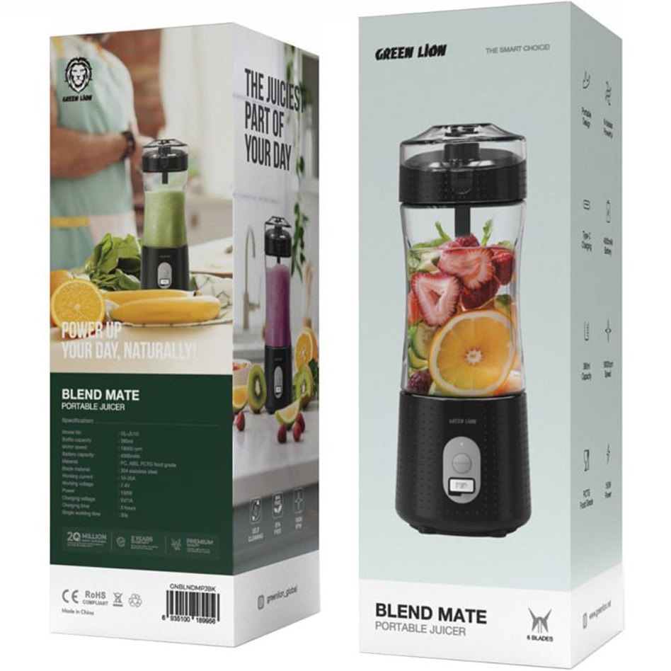 مخلوط کن قابل حمل گرین لاین Green Lion Blend Mate Portable Juicer GNBLNDMPJBK ظرفیت 380 میلی لیتر