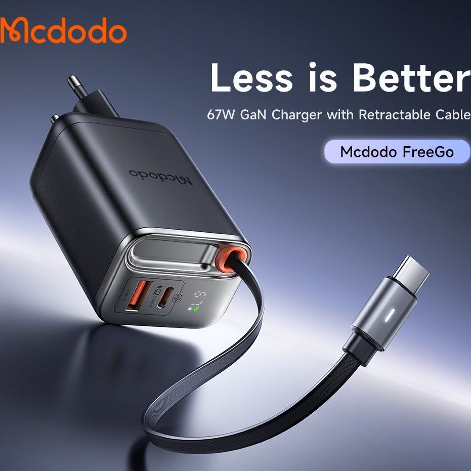 آداپتور 67 وات با کابل تایپ سی مک دودو Mcdodo FreeGo GaN Charger CH-4100