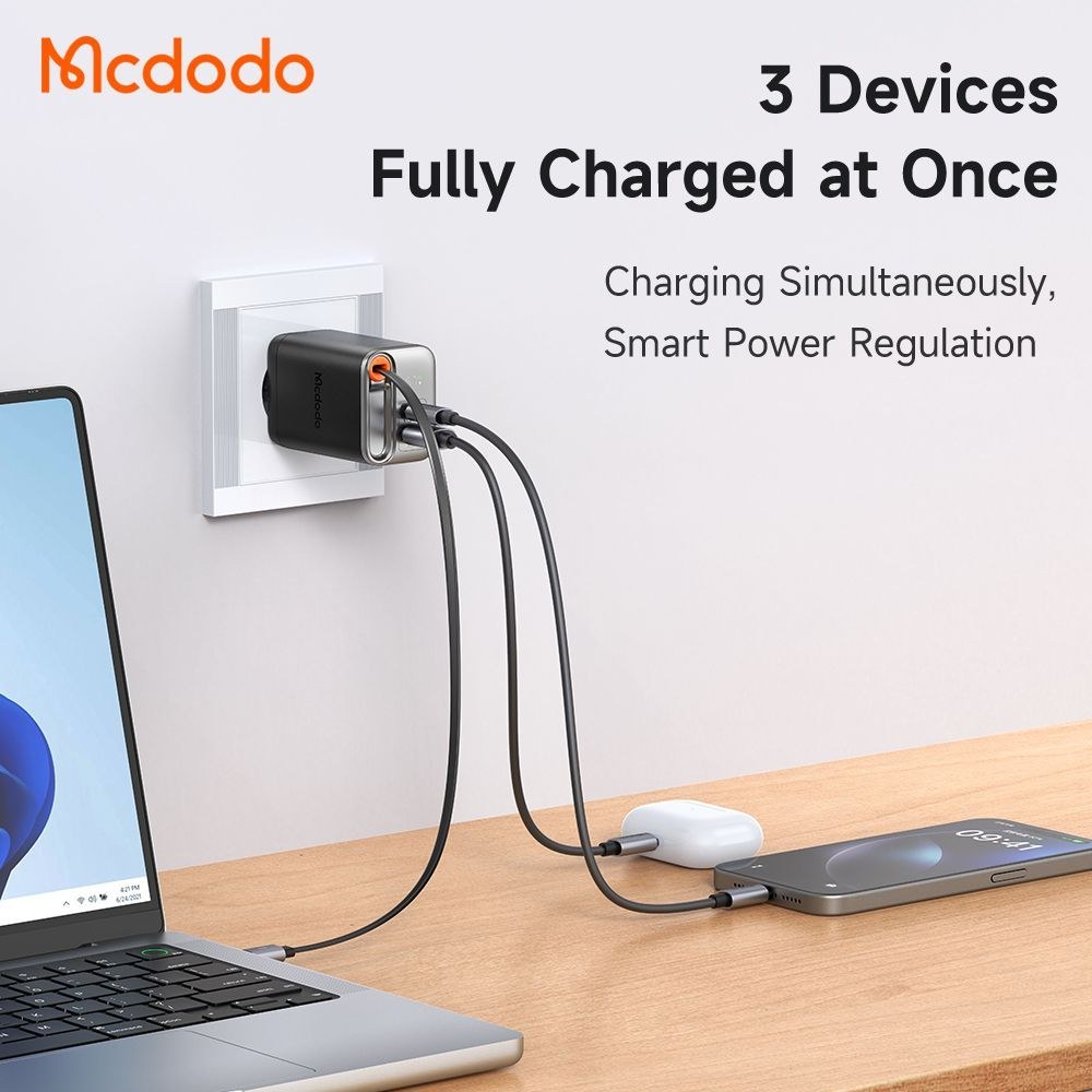 آداپتور 67 وات با کابل تایپ سی مک دودو Mcdodo FreeGo GaN Charger CH-4100