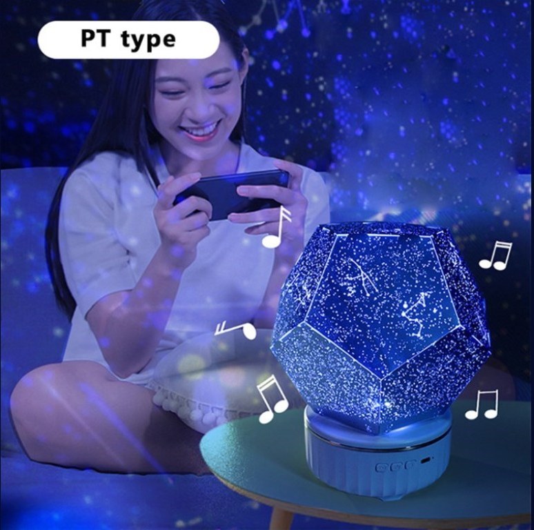 پروژکتور صورت فلکی چرخان و اسپیکر بلوتوث LED 3D Starry Sky Projector Lamp Plus WZXKD-02