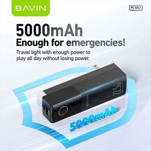 پاوربانک 5000 و شارژر دیواری باوین Bavin PC1053 توان 22.5 وات