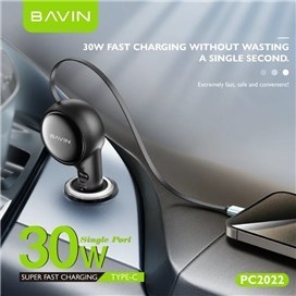 شارژر فندکی فست شارژ باوین BAVIN PC2022 Universal توان 60 وات همراه با کابل متصل جمع‌شونده