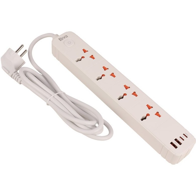 چند راهی برق و شارژر بیوا Biva PS-05 Power Strip دارای 4 پورت