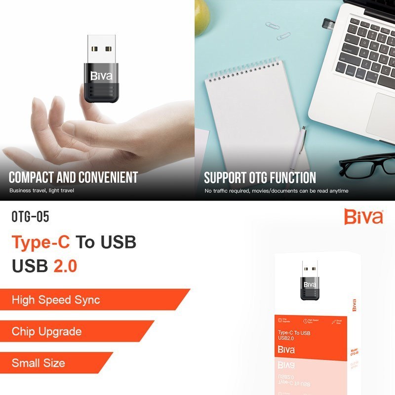 تبدیل USB به Type-c بیوا Biva OTG-05