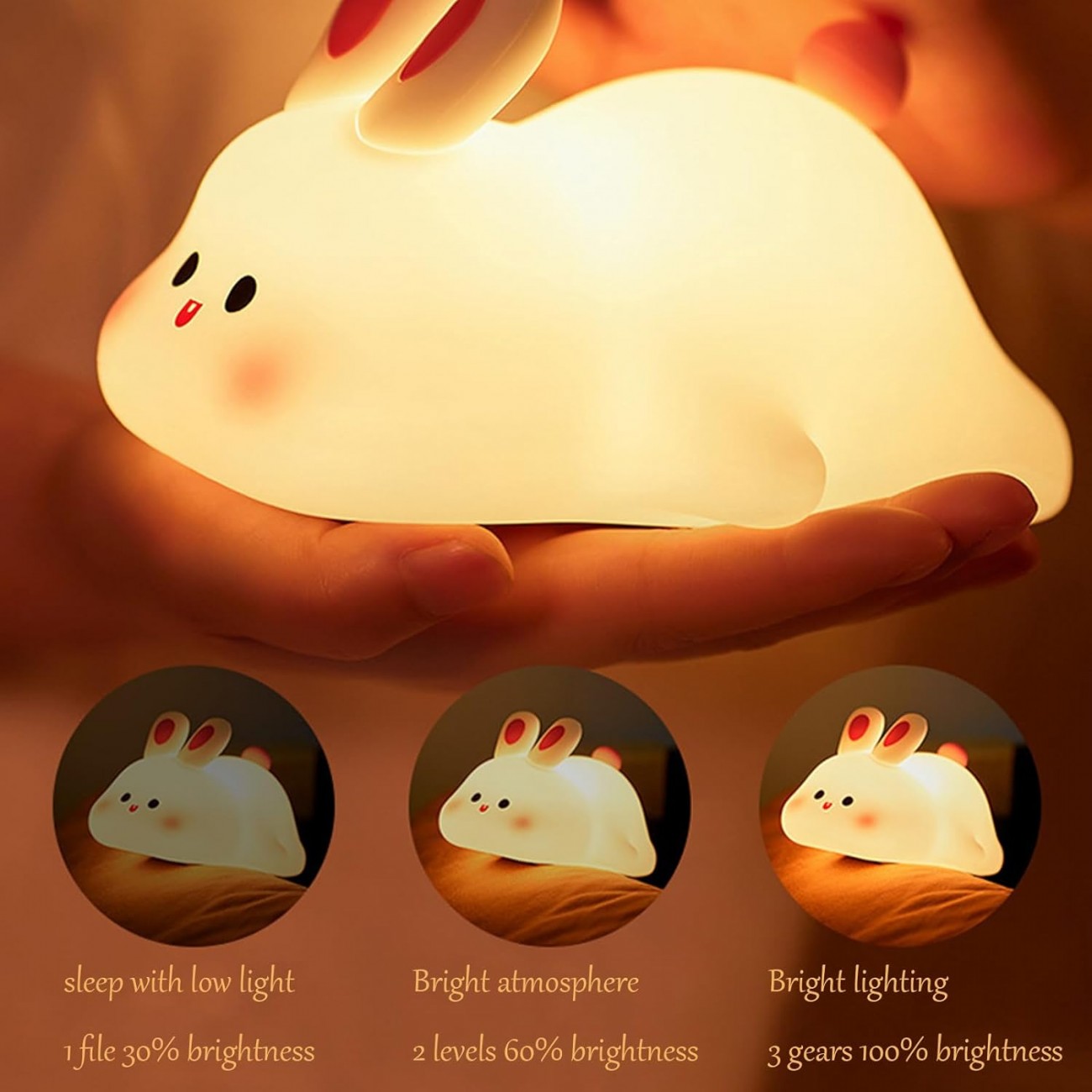 چراغ خواب سیلیکونی فانتزی Big Face Rabbit Silicone Lamp K-1154 طرح خرگوش