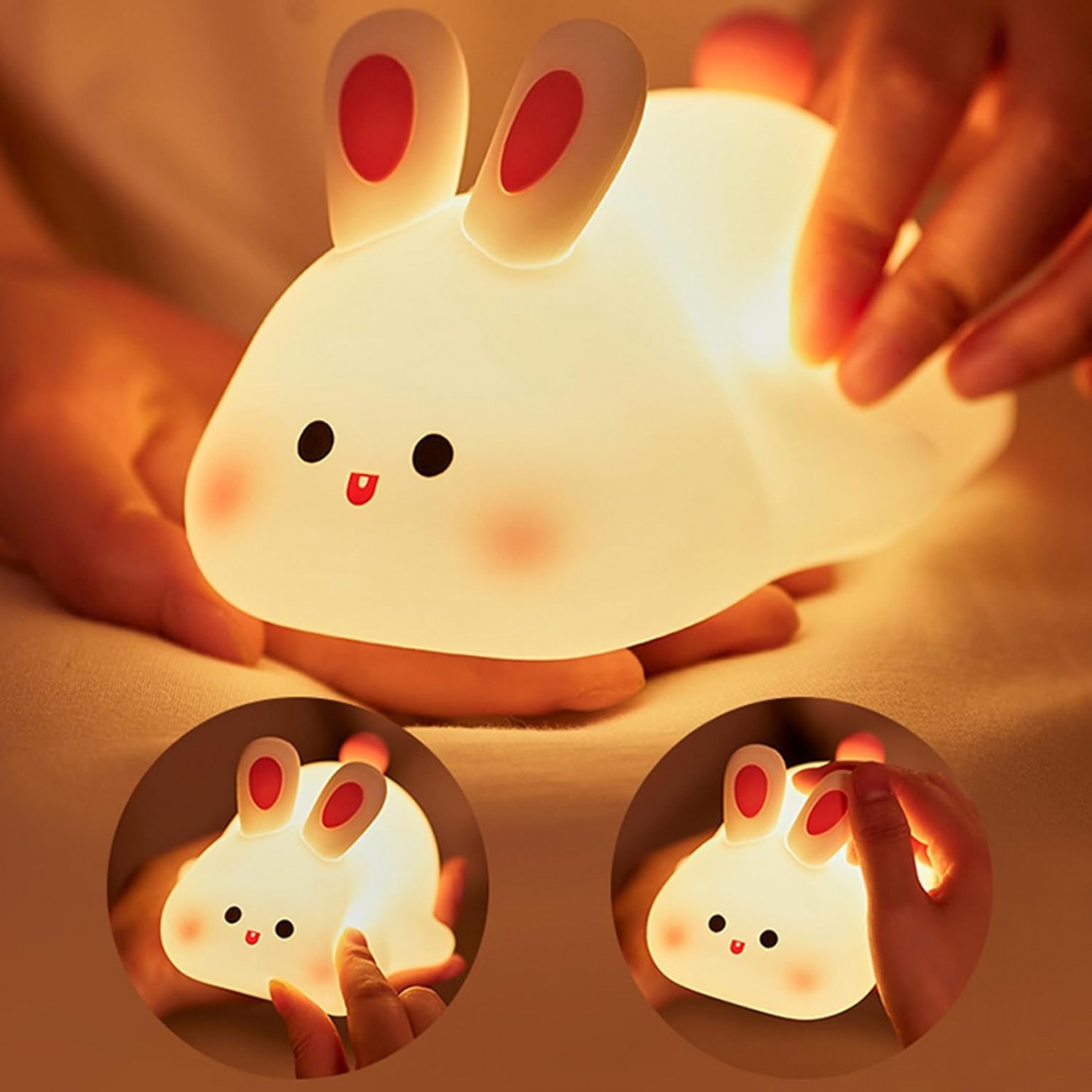 چراغ خواب سیلیکونی فانتزی Big Face Rabbit Silicone Lamp K-1154 طرح خرگوش