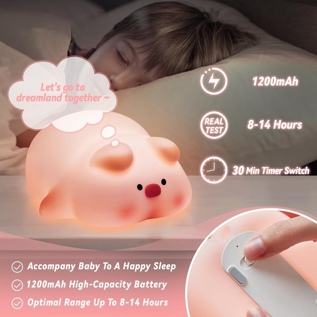 چراغ خواب سیلیکونی فانتزی Pig Silicone Lamp K-1158 طرح خوک